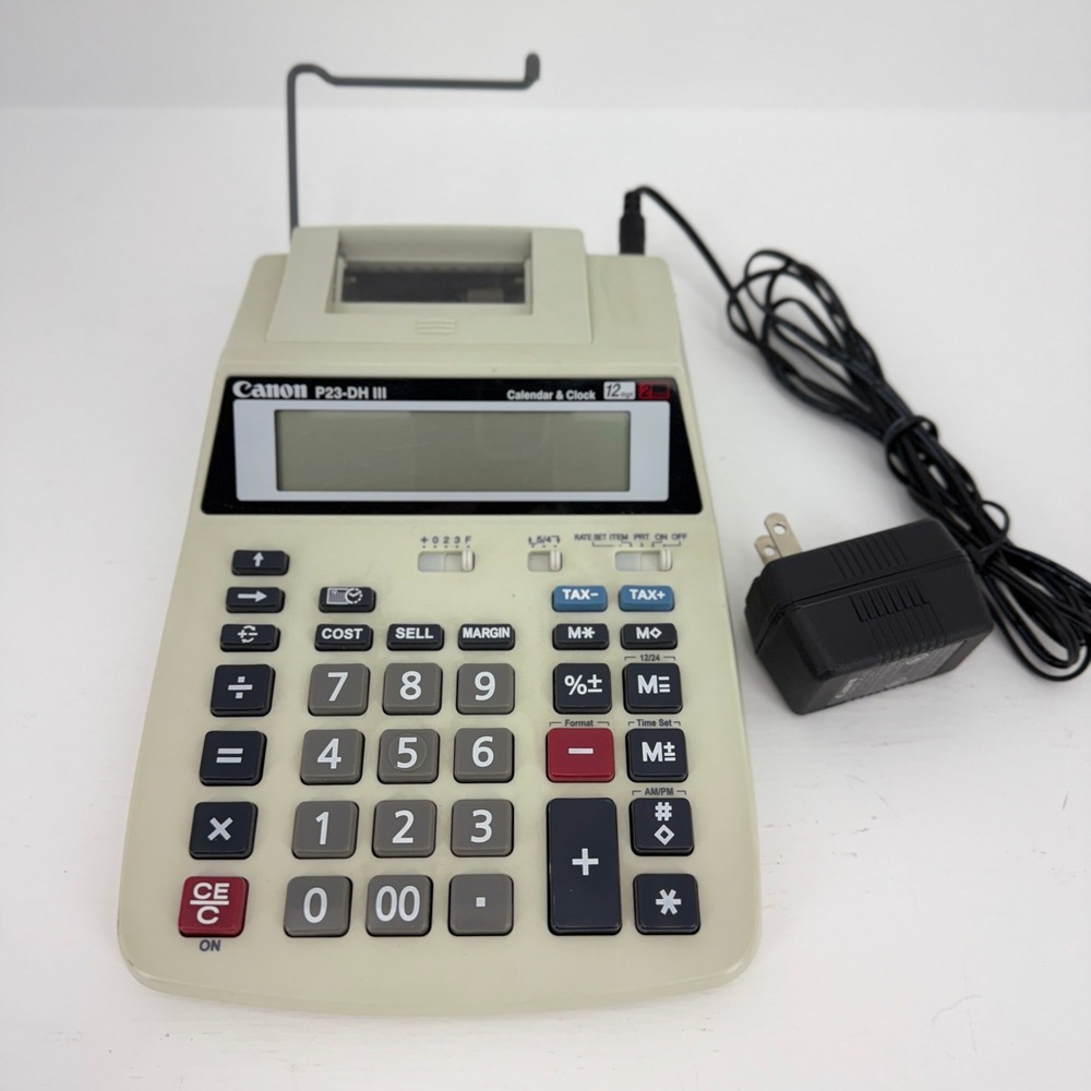 Canon P23-DH III Printing Calculator 12 Digit Beige Excellent AC Adapter